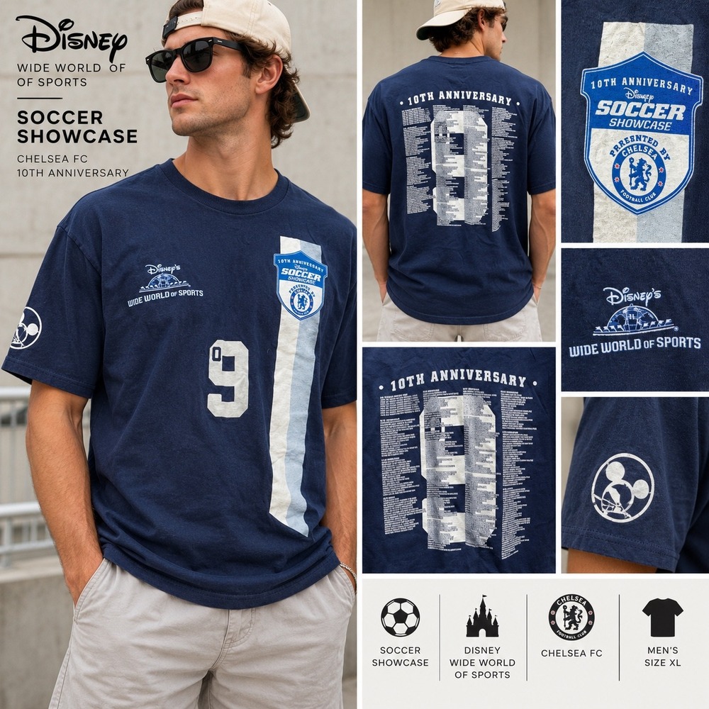 Adidas Disney Wide World of Sports Soccer Showcase Chelsea FC T-Shirt Navy Men M